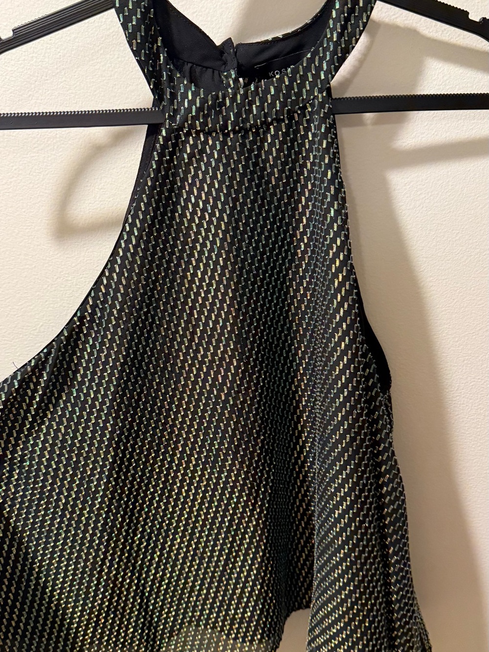 Women's Black Metallic-Thread Halter Cami